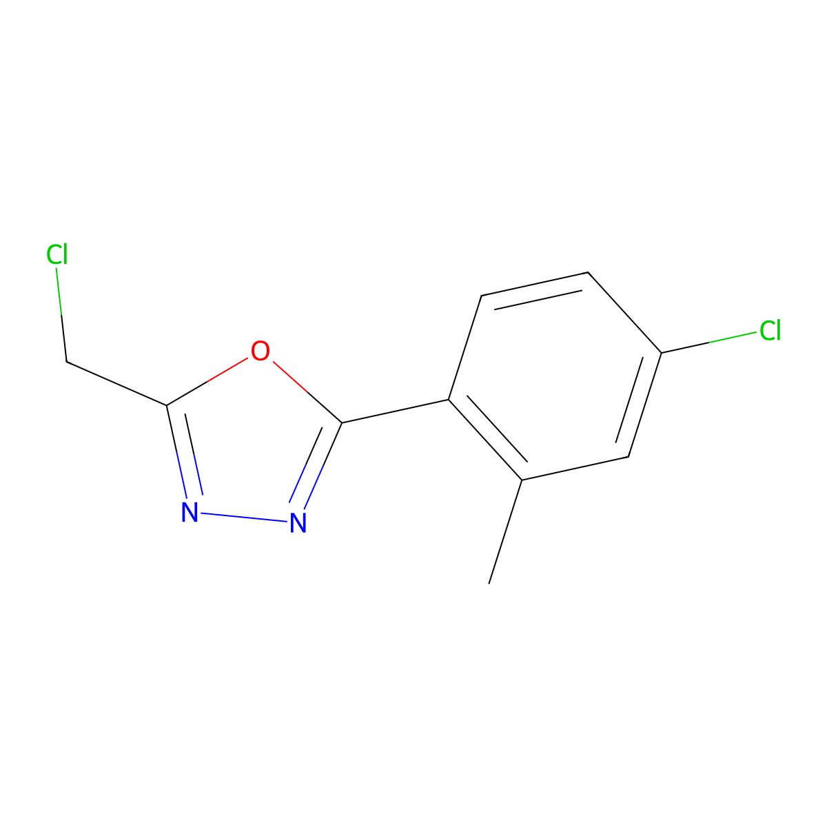 2-(4-Chloro-2-methylphenyl)-5-(chloromethyl)-1,3,4-oxadiazole molecular structure, CAS 1702985-25-8