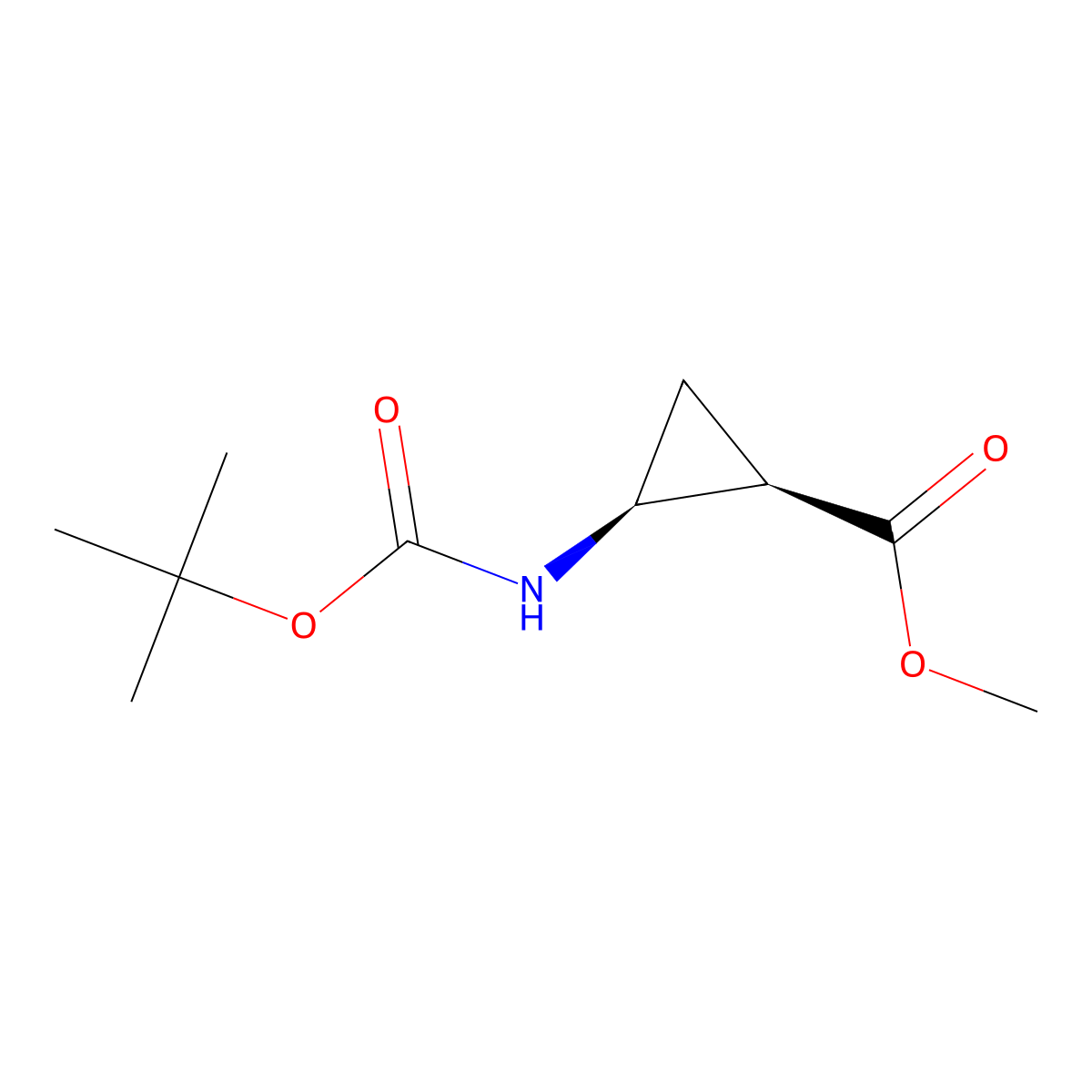 (1R,2S)-rel-Methyl 2-((tert-butoxycarbonyl)amino)cyclopropanecarboxylate molecular structure, CAS 170299-60-2