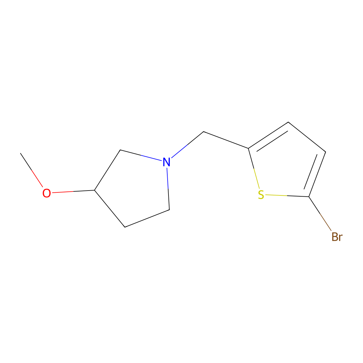 1-((5-Bromothiophen-2-yl)methyl)-3-methoxypyrrolidine molecular structure, CAS 1702993-08-5