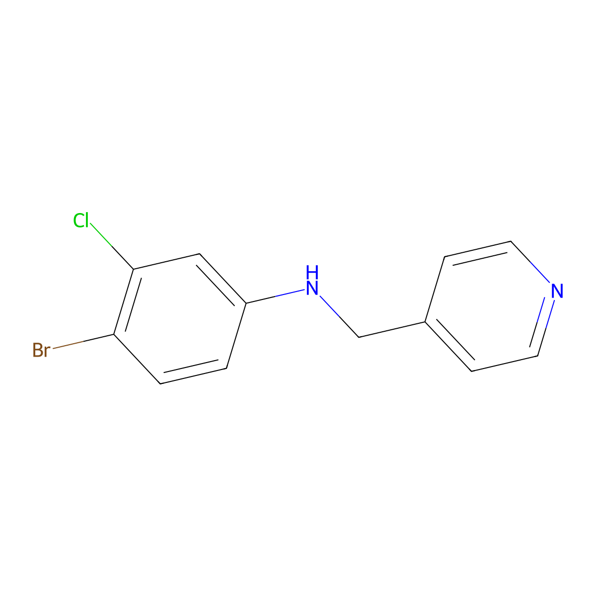 4-bromo-3-chloro-N-[(pyridin-4-yl)methyl]aniline molecular structure, CAS 1702994-58-8