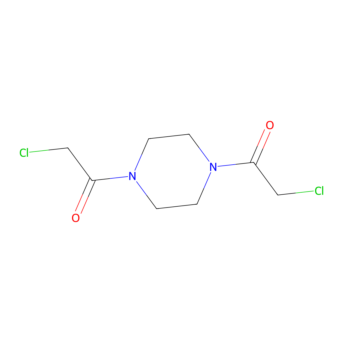 2-Chloro-1-[4-(2-chloroacetyl)piperazin-1-yl]-ethanone molecular structure, CAS 1703-23-7