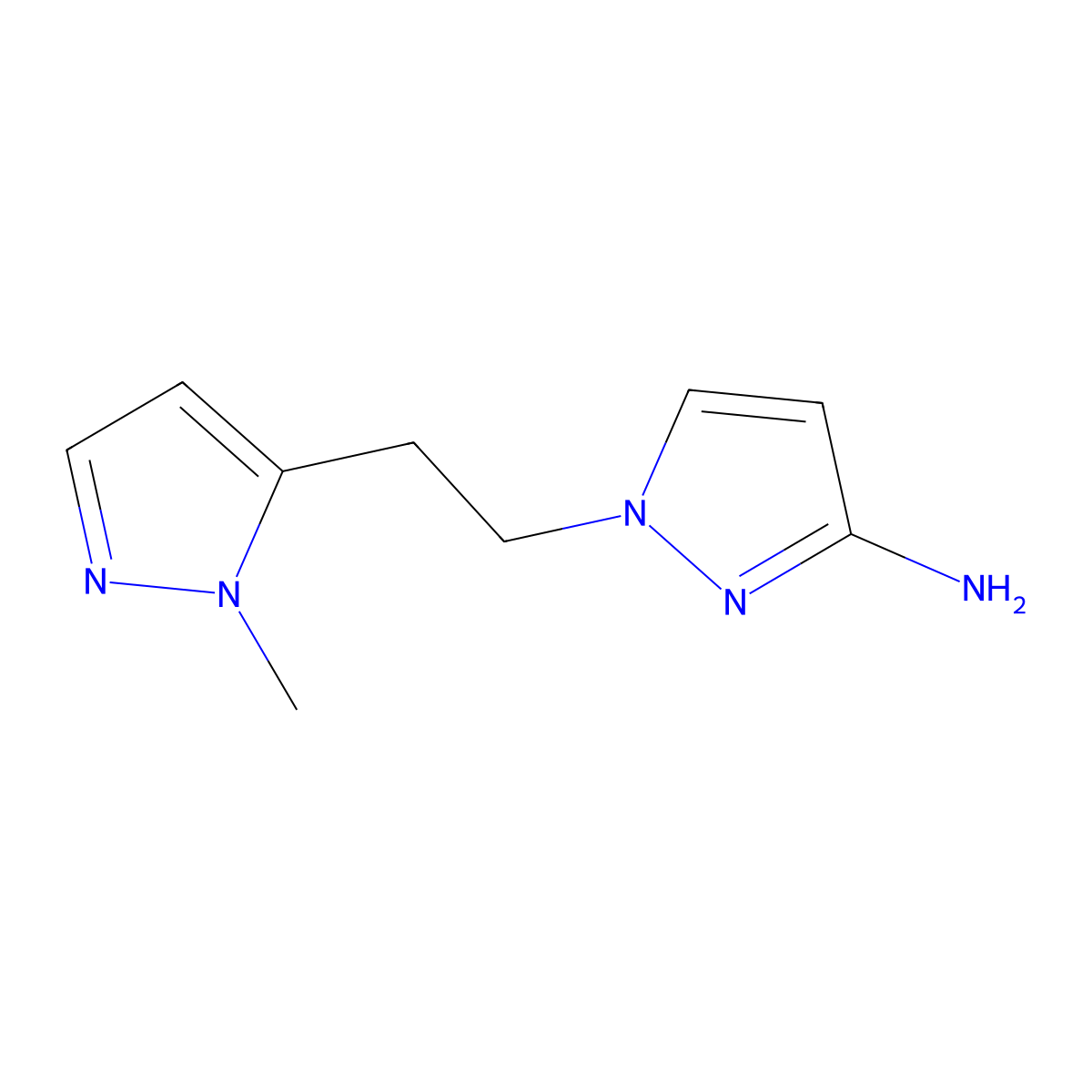 1-[2-(1-Methyl-1H-pyrazol-5-yl)ethyl]-1H-pyrazol-3-amine molecular structure, CAS 1703000-73-0