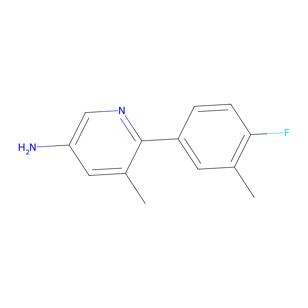 6-(4-Fluoro-3-methylphenyl)-5-methylpyridin-3-amine molecular structure, CAS 1703007-62-8