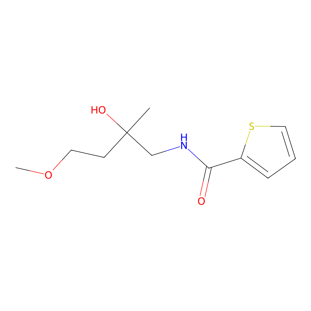 N-(2-hydroxy-4-methoxy-2-methylbutyl)thiophene-2-carboxamide molecular structure, CAS 1703016-19-6