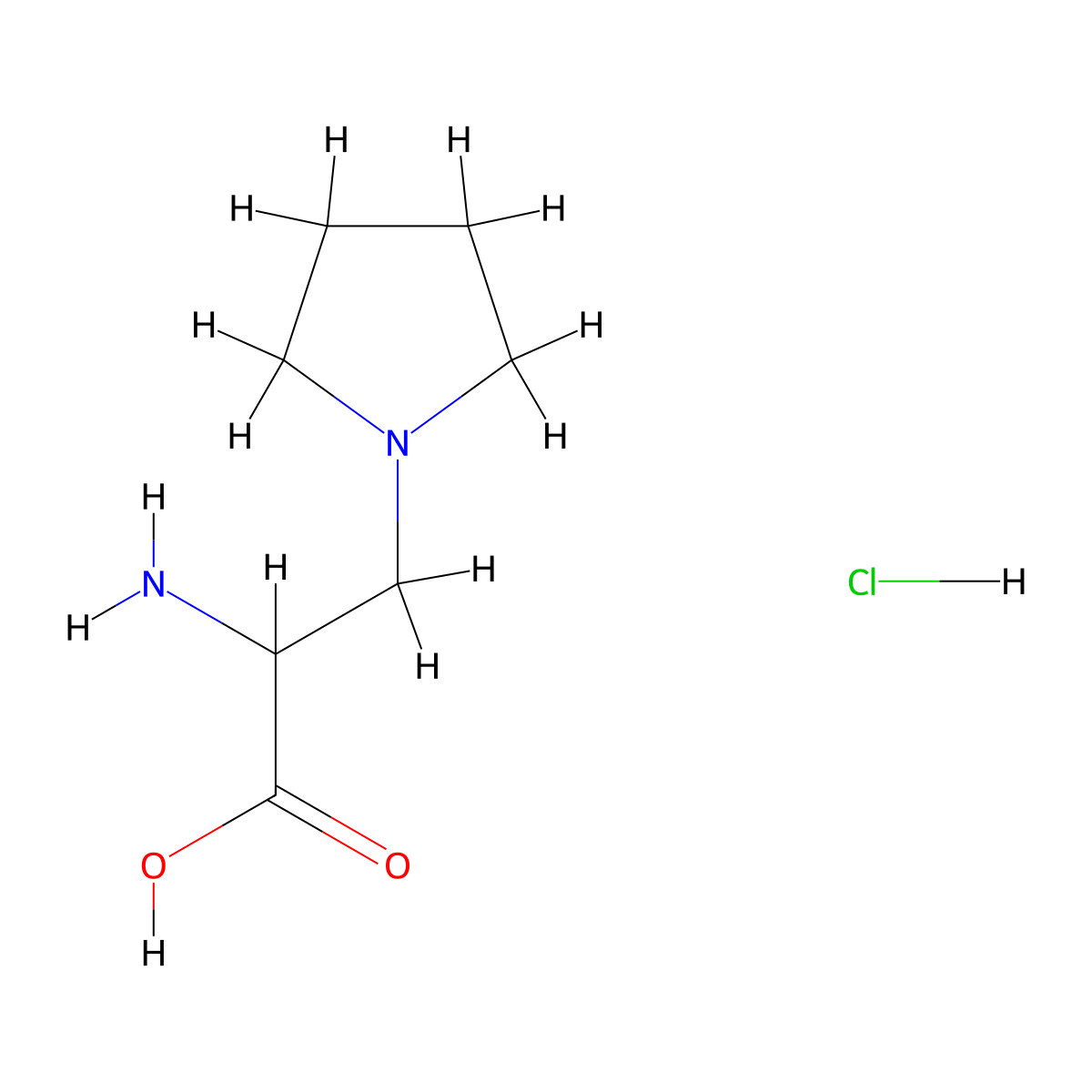 2-Amino-3-pyrrolidin-1-ylpropanoic acid;hydrochloride molecular structure, CAS 170305-26-7