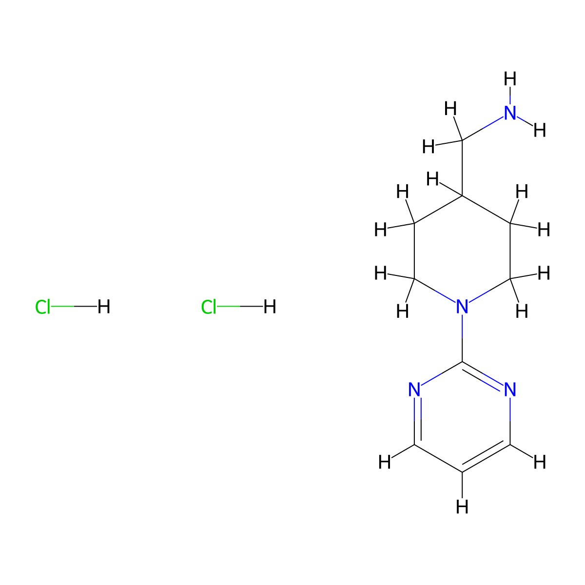 (1-(Pyrimidin-2-yl)piperidin-4-yl)methanamine dihydrochloride molecular structure, CAS 170353-31-8