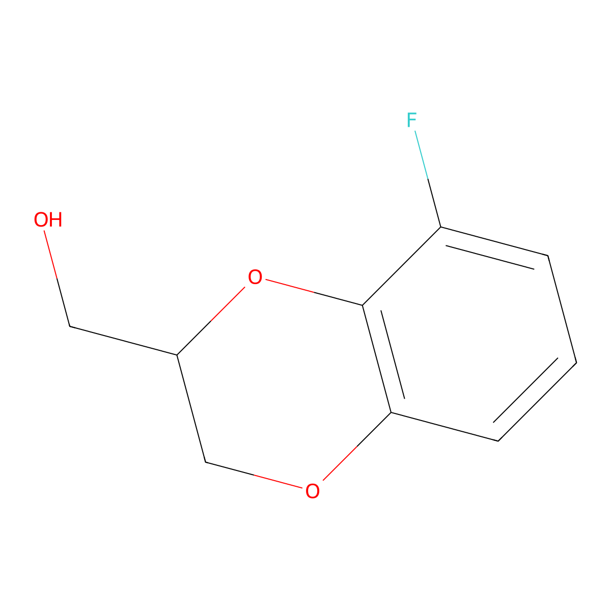 (8-Fluoro-2,3-dihydro-1,4-benzodioxin-2-yl)methanol molecular structure, CAS 170353-51-2
