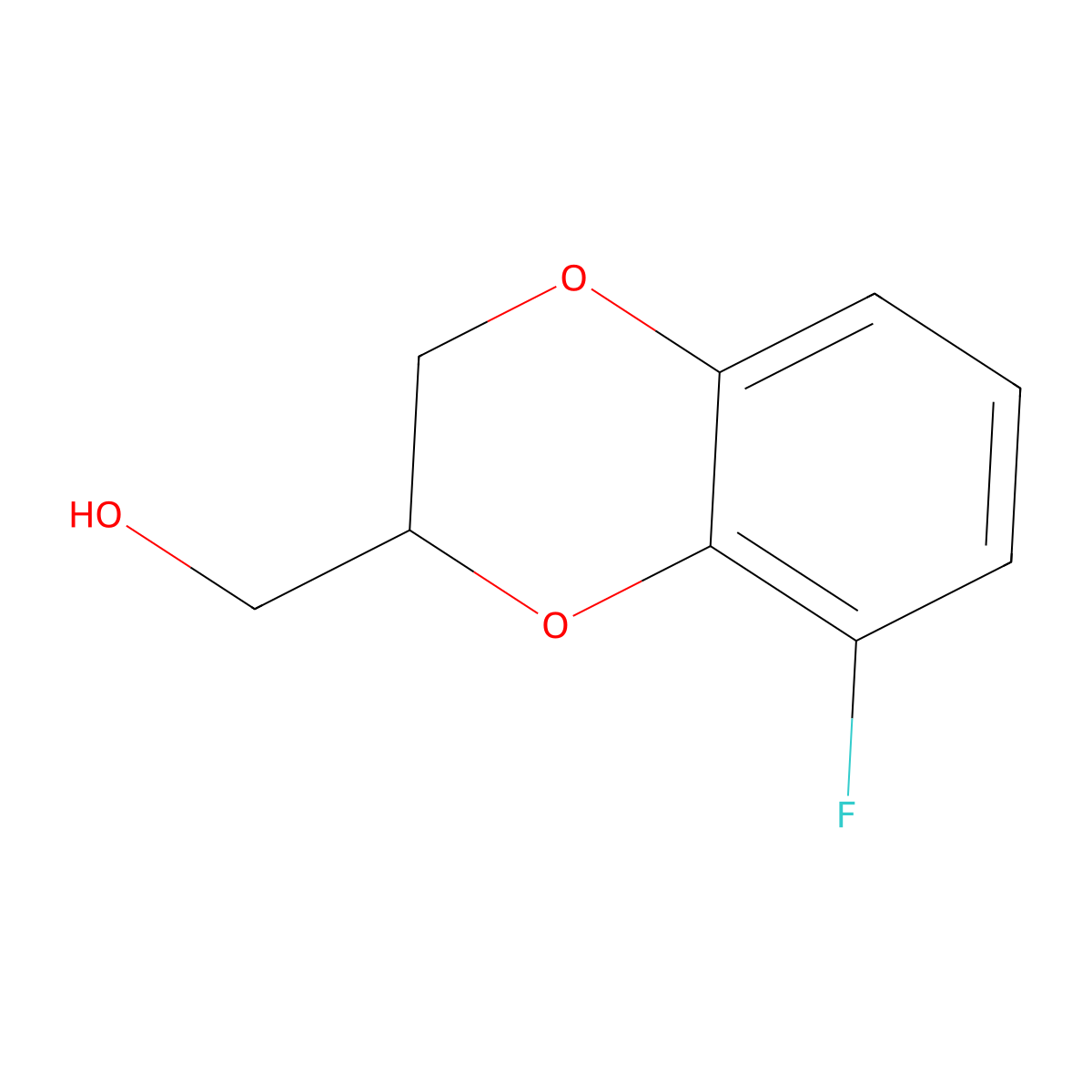 (8-Fluoro-2,3-dihydro-1,4-benzodioxin-2-yl)methanol molecular structure, CAS 170353-51-2