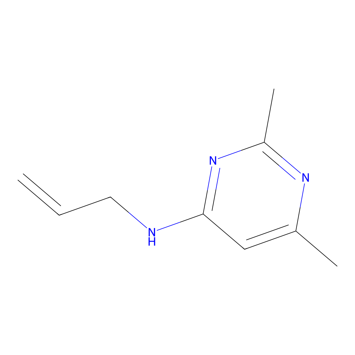 2,6-dimethyl-N-prop-2-enylpyrimidin-4-amine molecular structure, CAS 170355-34-7