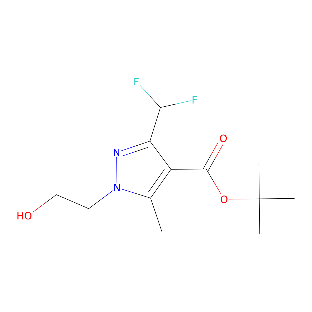 Tert-butyl 3-(difluoromethyl)-1-(2-hydroxyethyl)-5-methylpyrazole-4-carboxylate molecular structure, CAS 1703774-23-5