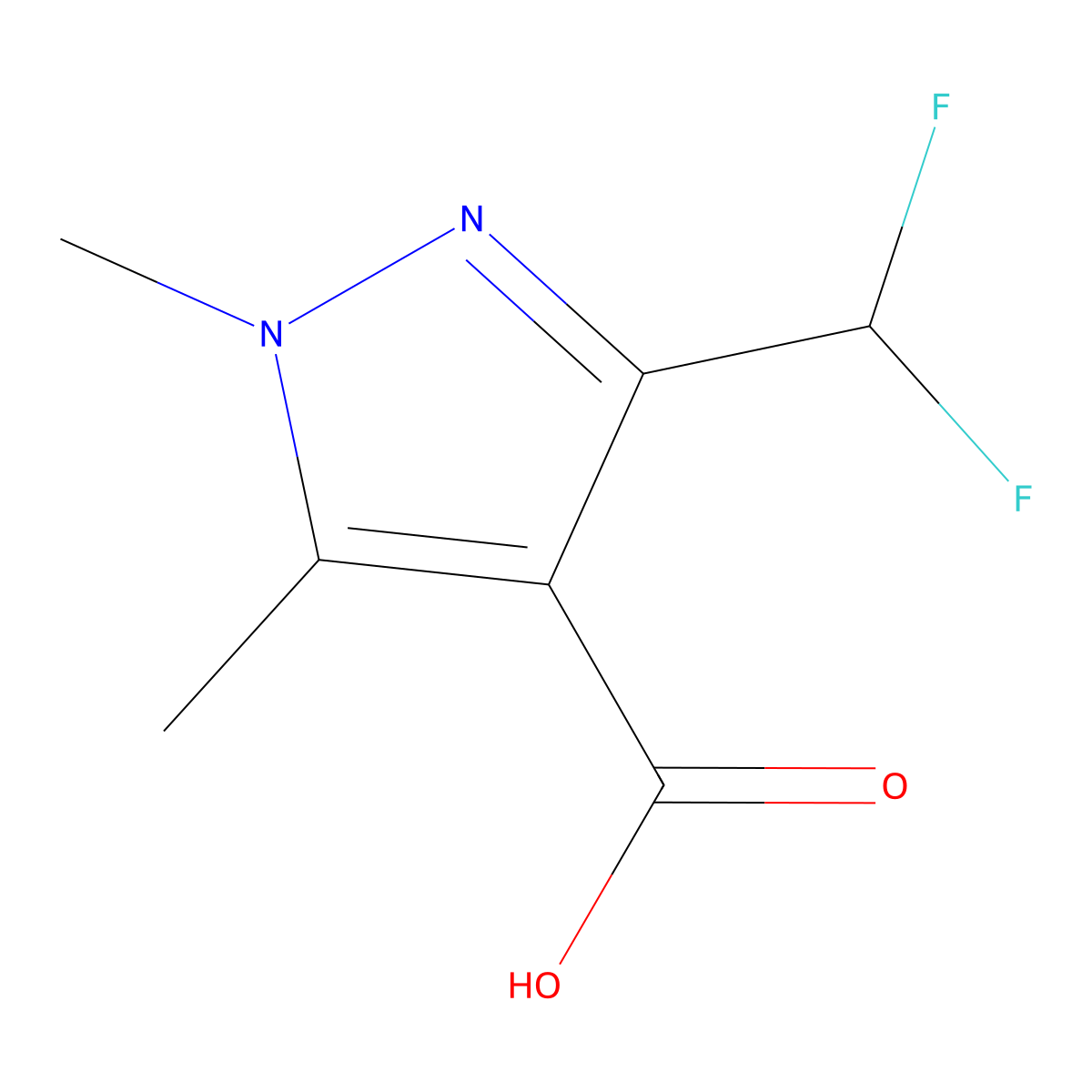 3-(difluoromethyl)-1,5-dimethyl-1H-pyrazole-4-carboxylic acid molecular structure, CAS 1703774-28-0