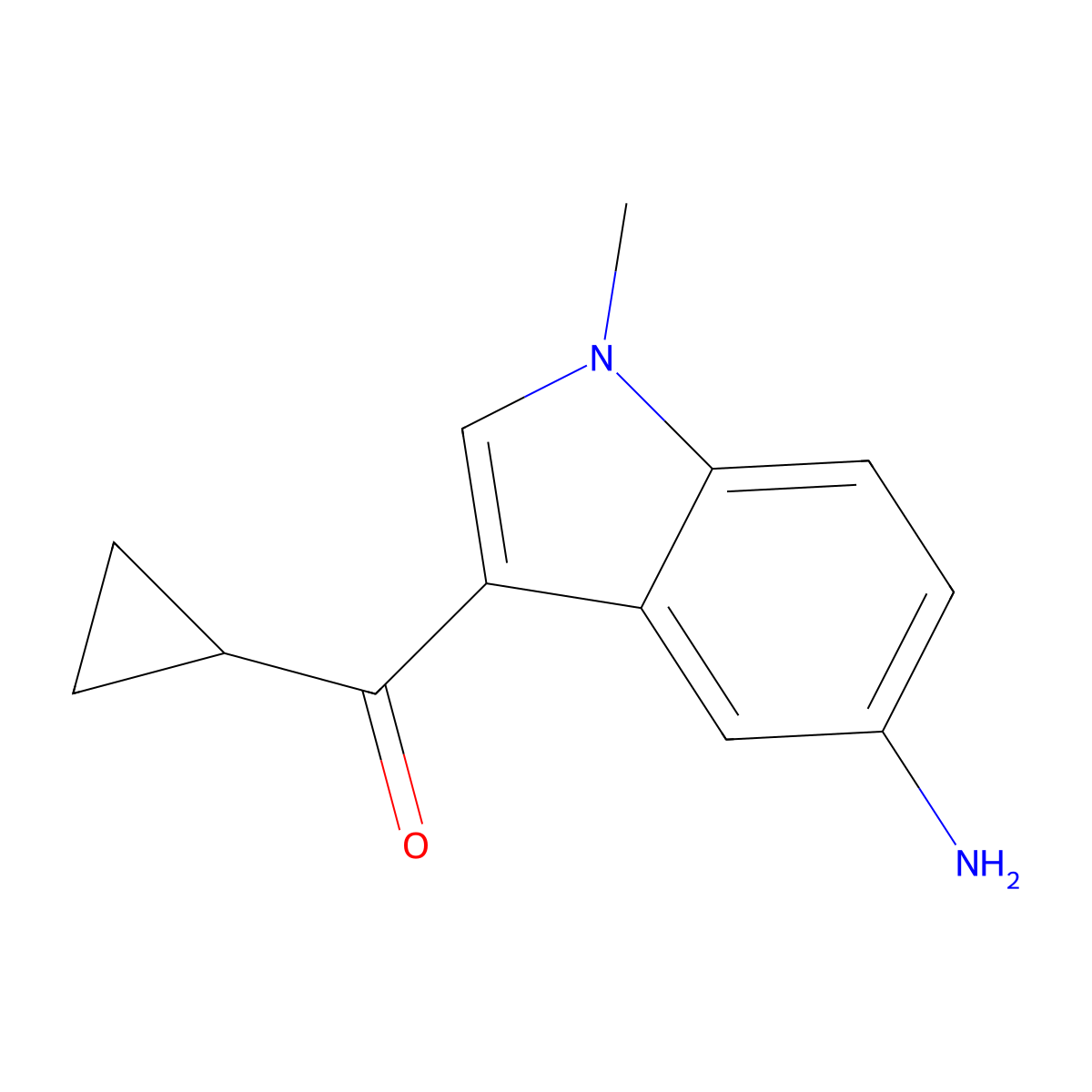 (5-Amino-1-methyl-1H-indol-3-yl)(cyclopropyl)methanone molecular structure, CAS 1703788-55-9