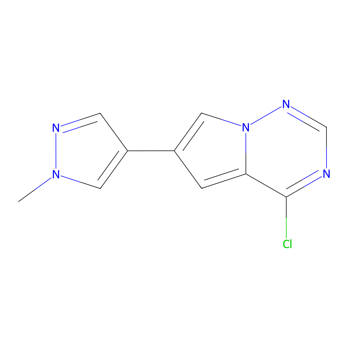 4-Chloro-6-(1-methyl-1H-pyrazol-4-yl)pyrrolo[2,1-f][1,2,4]triazine molecular structure, CAS 1703794-33-5