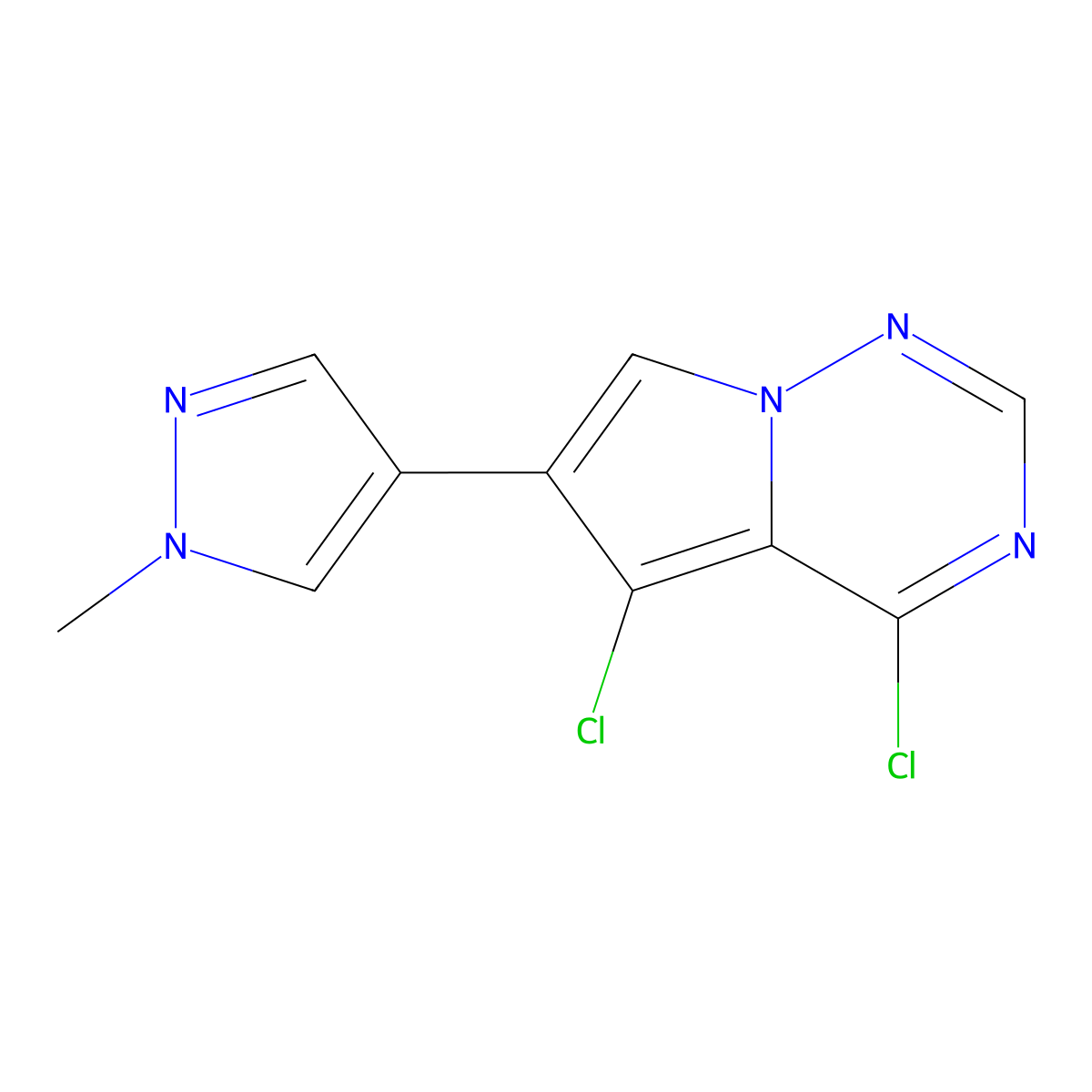4,5-Dichloro-6-(1-methyl-1H-pyrazol-4-yl)pyrrolo[2,1-f][1,2,4]triazine molecular structure, CAS 1703794-49-3