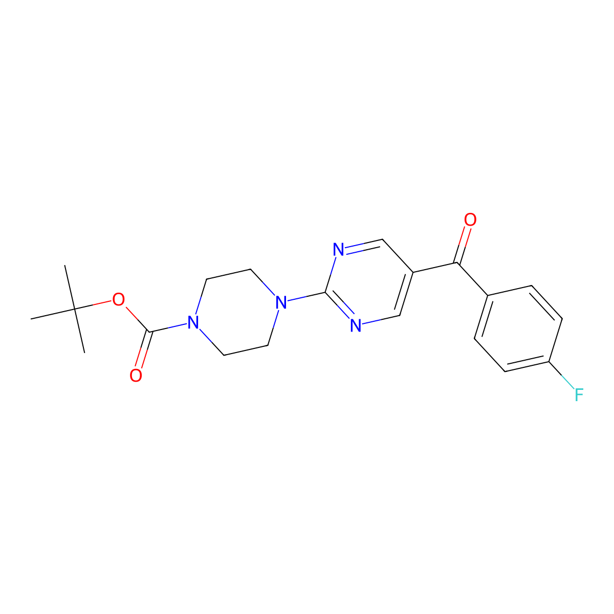 Tert-butyl 4-(5-(4-fluorobenzoyl)pyrimidin-2-yl)piperazine-1-carboxylate molecular structure, CAS 1703794-73-3
