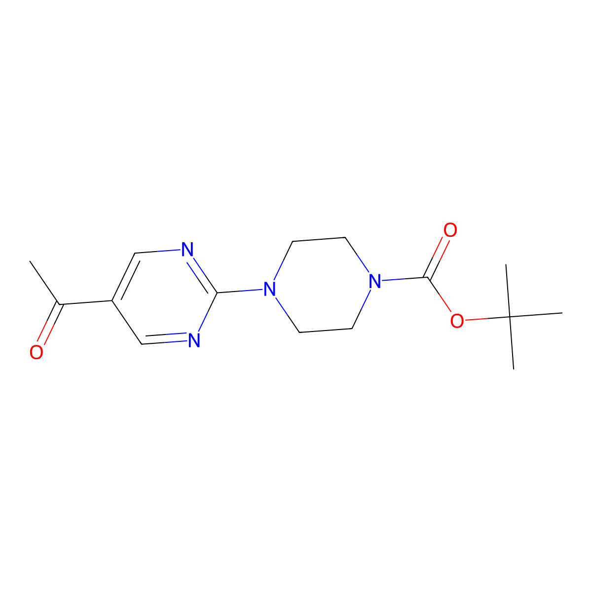Tert-butyl 4-(5-acetylpyrimidin-2-yl)piperazine-1-carboxylate molecular structure, CAS 1703794-90-4