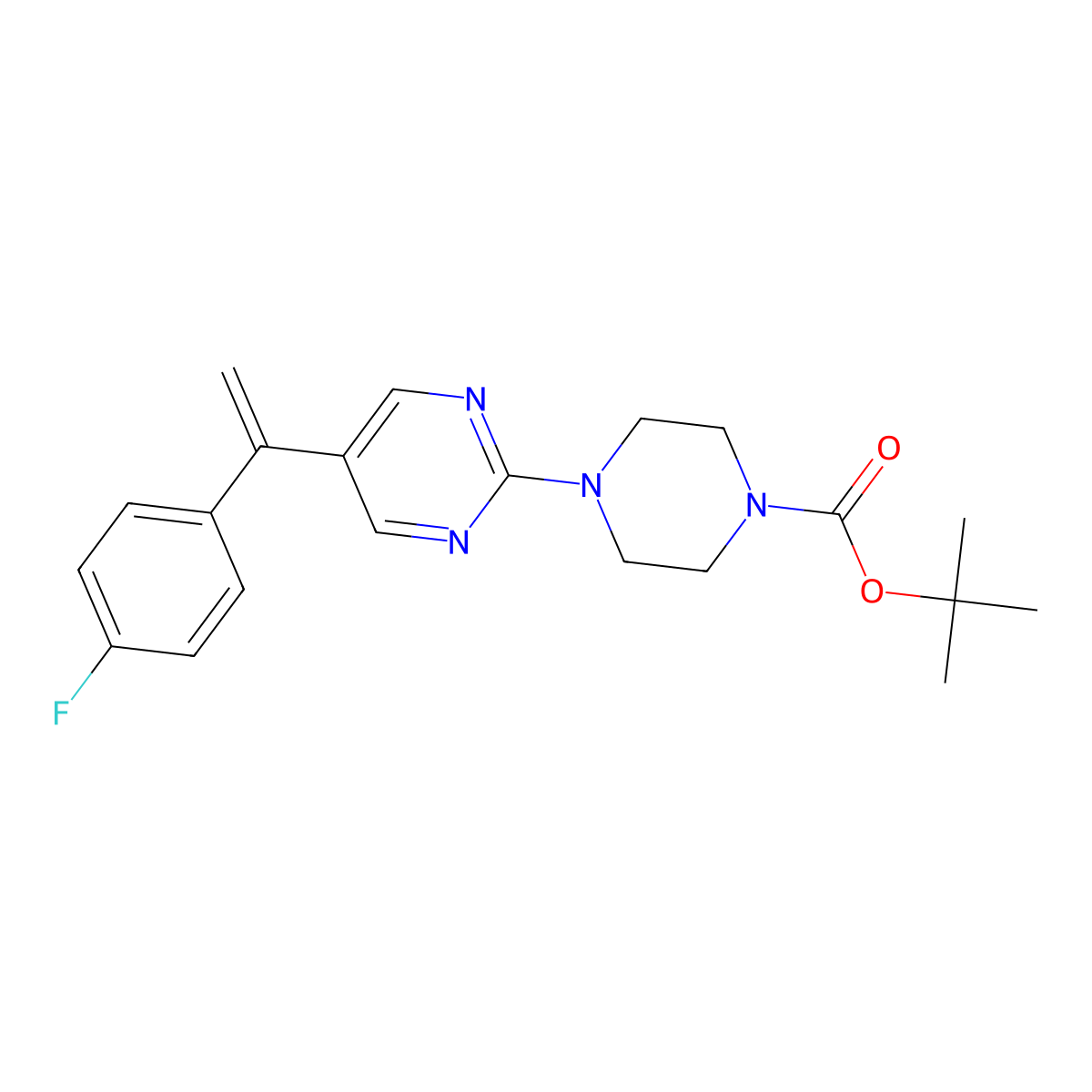 Tert-butyl 4-(5-(1-(4-fluorophenyl)vinyl)pyrimidin-2-yl)piperazine-1-carboxylate molecular structure, CAS 1703794-94-8
