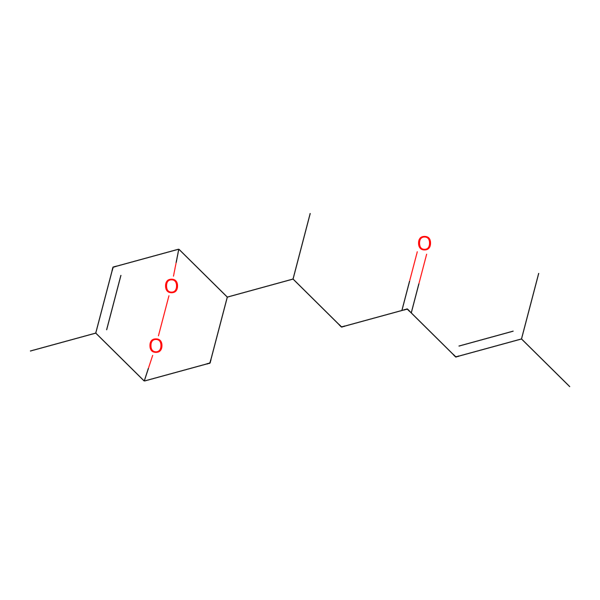 (6R)-2-methyl-6-[(1S,4R)-7-methyl-2,3-dioxabicyclo[2.2.2]oct-7-en-5-yl]hept-2-en-4-one molecular structure, CAS 170380-69-5