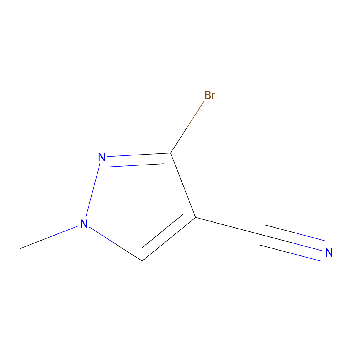3-bromo-1-methyl-1H-pyrazole-4-carbonitrile molecular structure, CAS 1703808-62-1