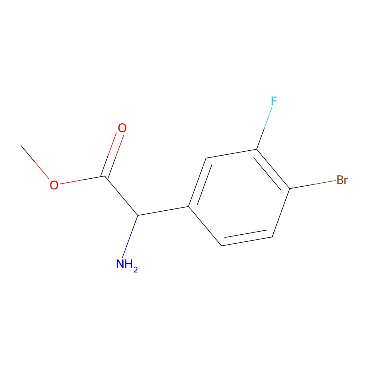 Methyl (S)-2-amino-2-(4-bromo-3-fluorophenyl)acetate molecular structure, CAS 1703844-59-0