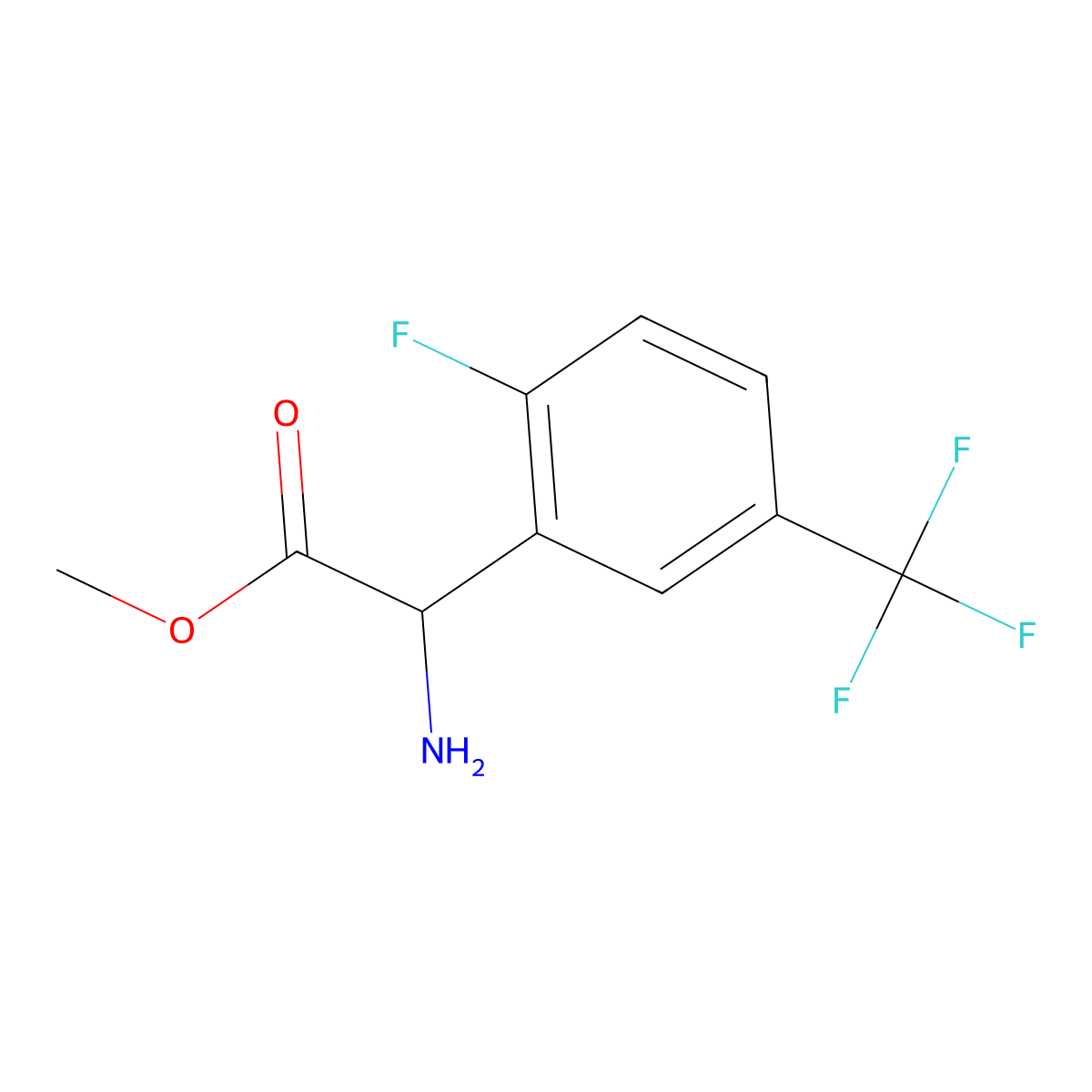 Methyl (S)-2-amino-2-(2-fluoro-5-(trifluoromethyl)phenyl)acetate molecular structure, CAS 1703870-79-4