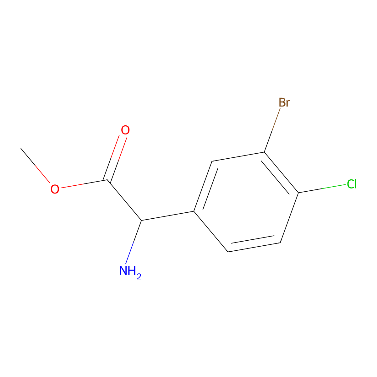 Methyl (S)-2-amino-2-(3-bromo-4-chlorophenyl)acetate molecular structure, CAS 1703871-07-1