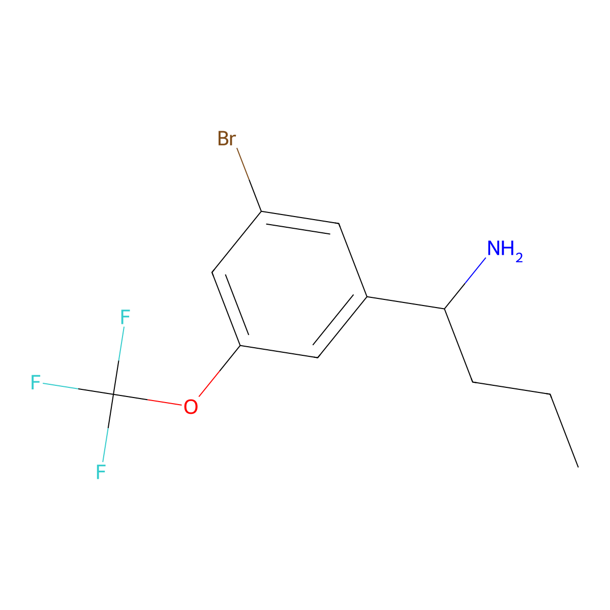 (S)-1-(3-Bromo-5-(trifluoromethoxy)phenyl)butan-1-amine molecular structure, CAS 1703875-85-7