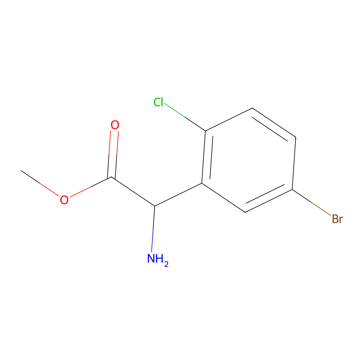 Methyl (s)-2-amino-2-(5-bromo-2-chlorophenyl)acetate hydrochloride molecular structure, CAS 1703893-04-2