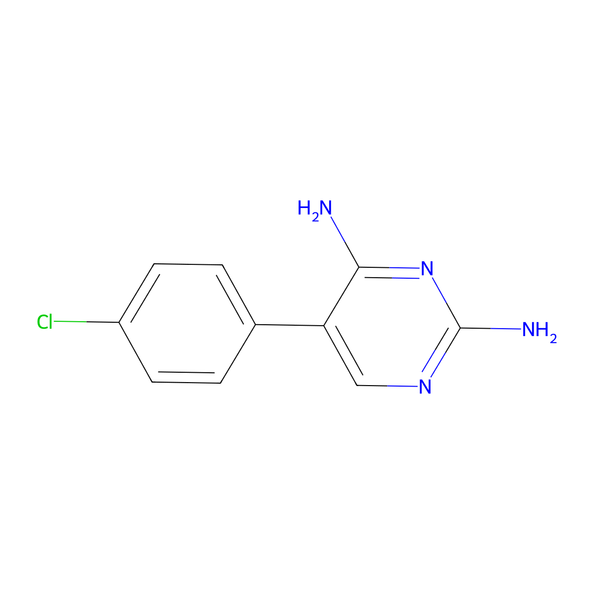 Pyrimidine, 5-(p-chlorophenyl)-2,4-diamino- molecular structure, CAS 17039-14-4