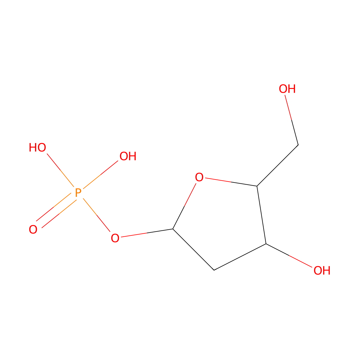 alpha-D-erythro-Pentofuranose, 2-deoxy-, 1-(dihydrogen phosphate) molecular structure, CAS 17039-17-7