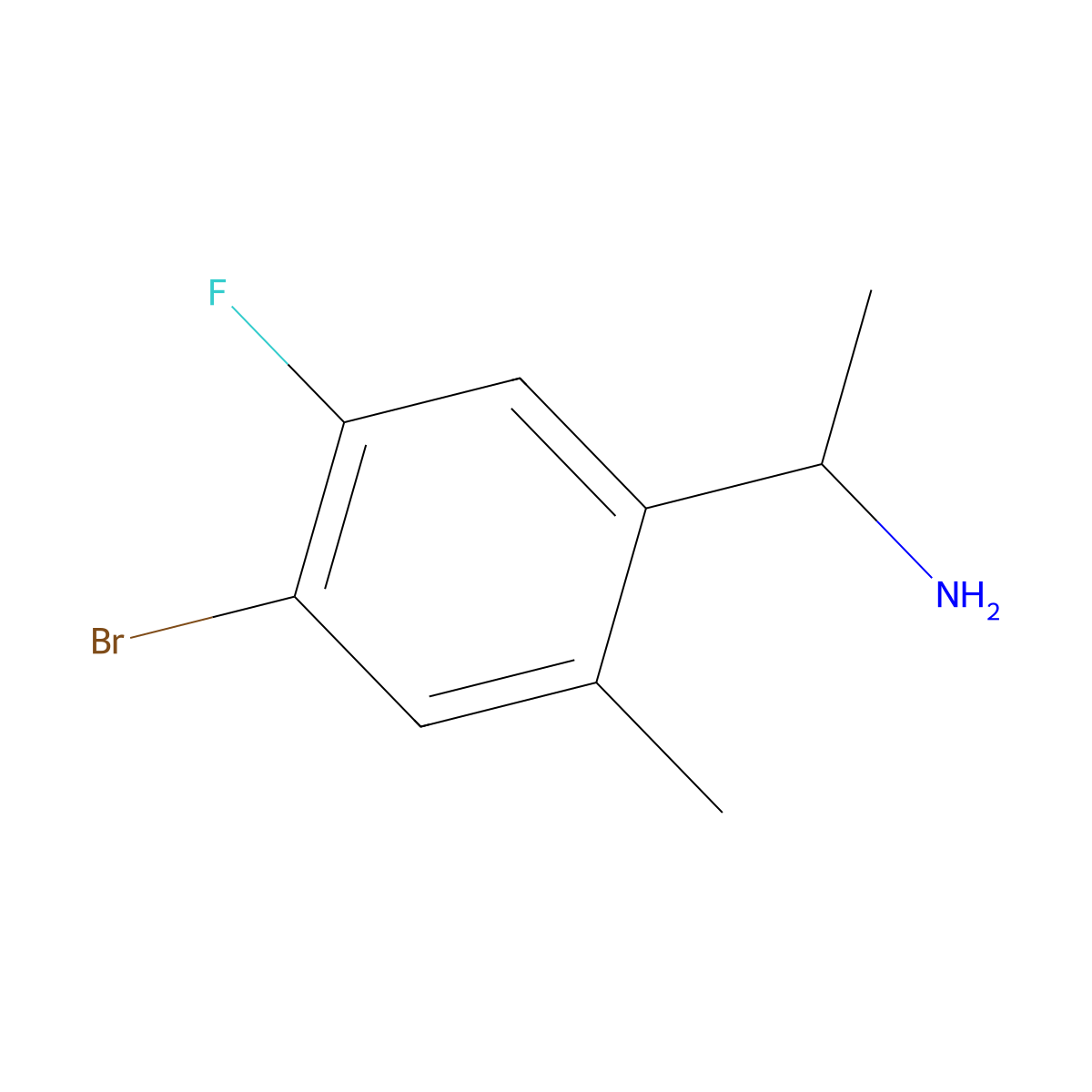 (1S)-1-(4-bromo-5-fluoro-2-methylphenyl)ethan-1-amine molecular structure, CAS 1703906-94-8