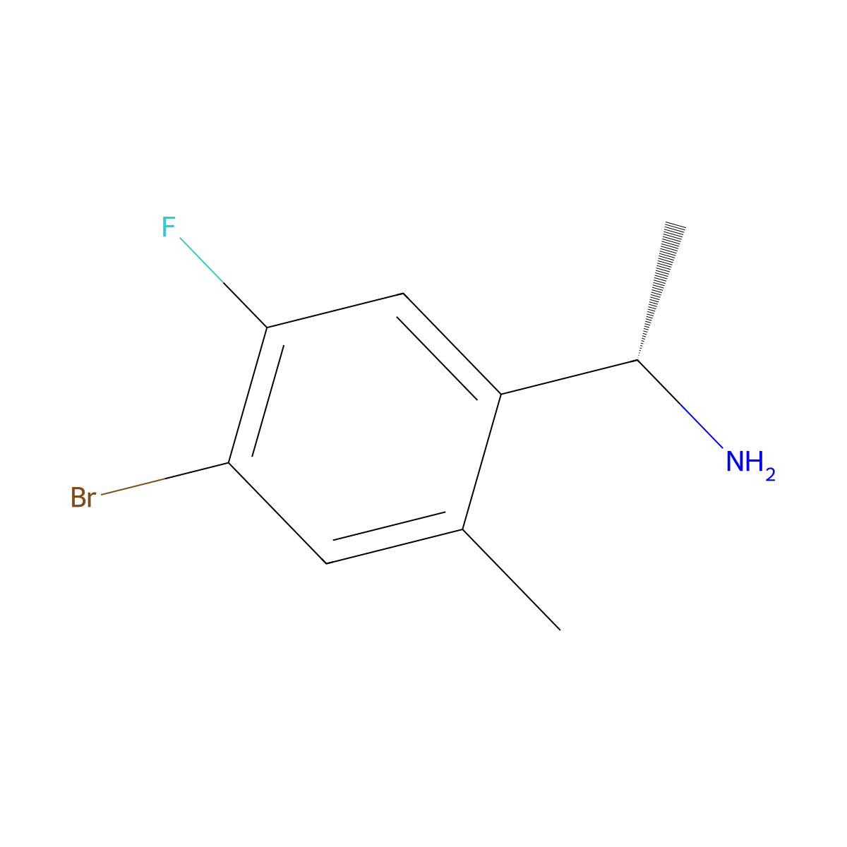(1S)-1-(4-bromo-5-fluoro-2-methylphenyl)ethan-1-amine molecular structure, CAS 1703906-94-8