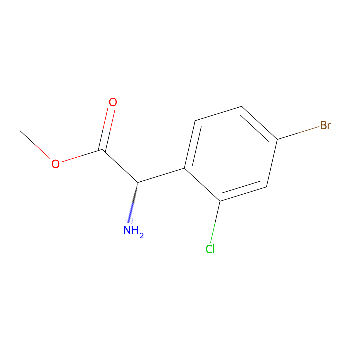 methyl (2S)-2-amino-2-(4-bromo-2-chlorophenyl)acetate molecular structure, CAS 1703918-75-5