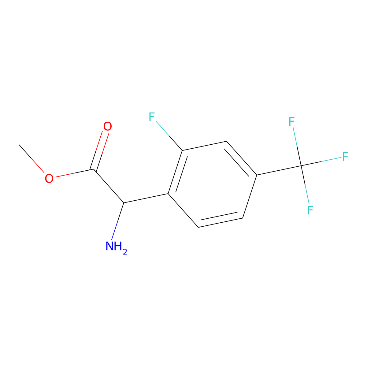 Methyl (S)-2-amino-2-(2-fluoro-4-(trifluoromethyl)phenyl)acetate molecular structure, CAS 1703919-12-3