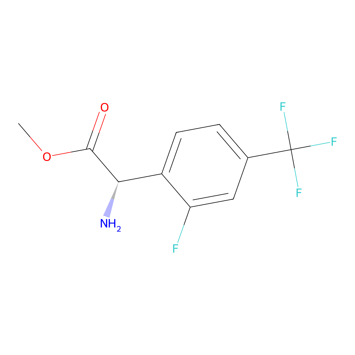 Methyl (S)-2-amino-2-(2-fluoro-4-(trifluoromethyl)phenyl)acetate molecular structure, CAS 1703919-12-3