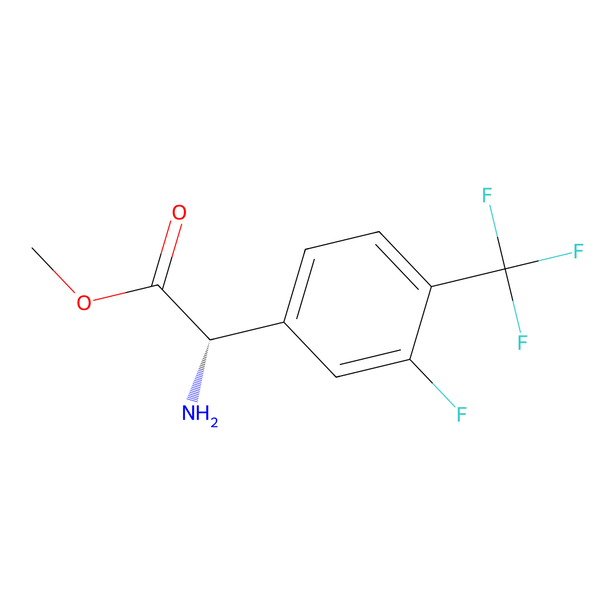 (S)-Methyl 2-amino-2-(3-fluoro-4-(trifluoromethyl)phenyl)acetate molecular structure, CAS 1703927-57-4