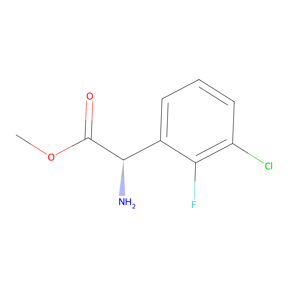 Methyl (S)-2-amino-2-(3-chloro-2-fluorophenyl)acetate molecular structure, CAS 1703962-76-8