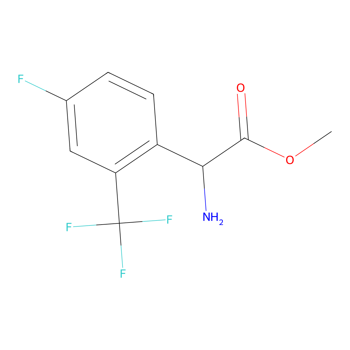 Methyl (S)-2-amino-2-(4-fluoro-2-(trifluoromethyl)phenyl)acetate molecular structure, CAS 1703963-38-5