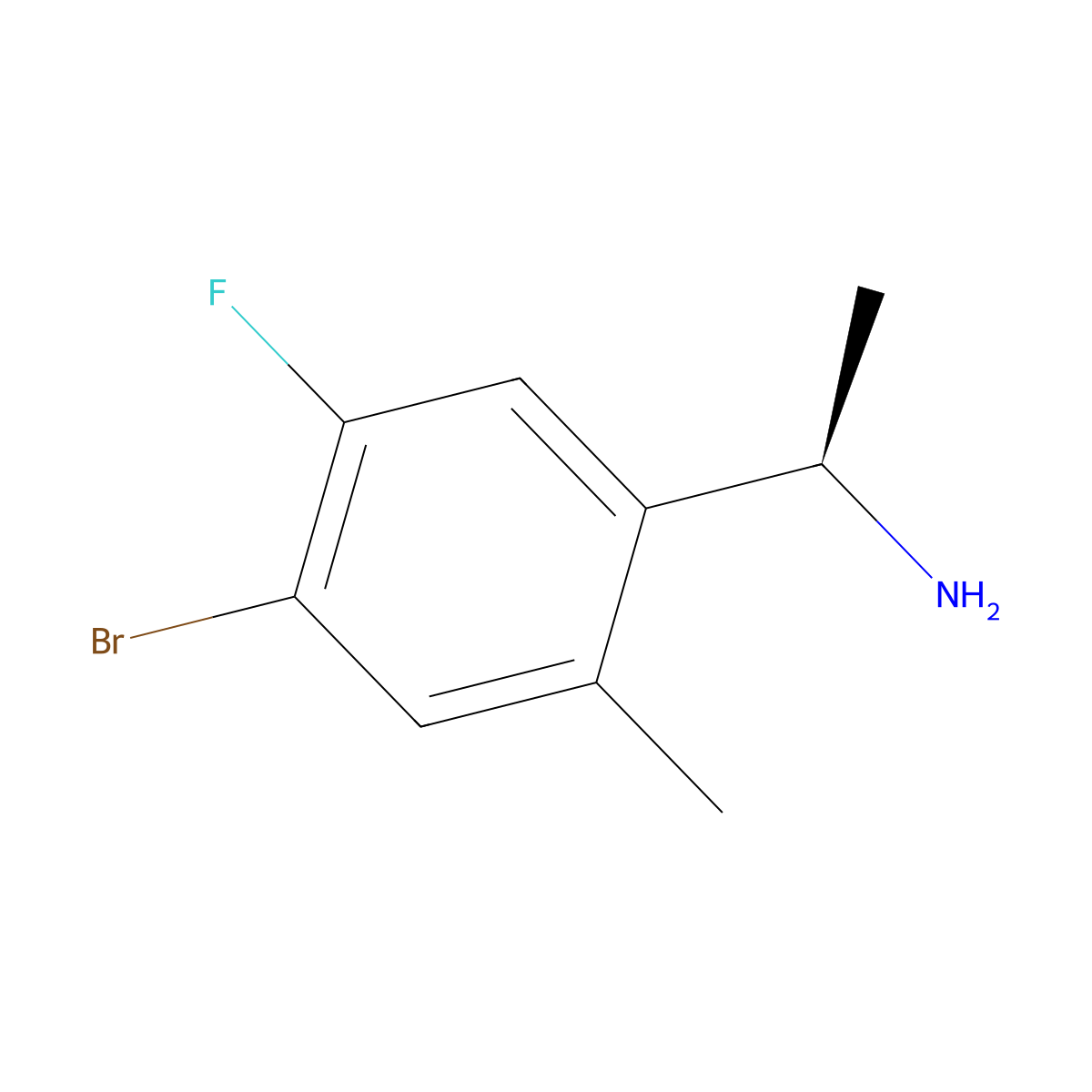 (1R)-1-(4-bromo-5-fluoro-2-methylphenyl)ethan-1-amine molecular structure, CAS 1703971-72-5