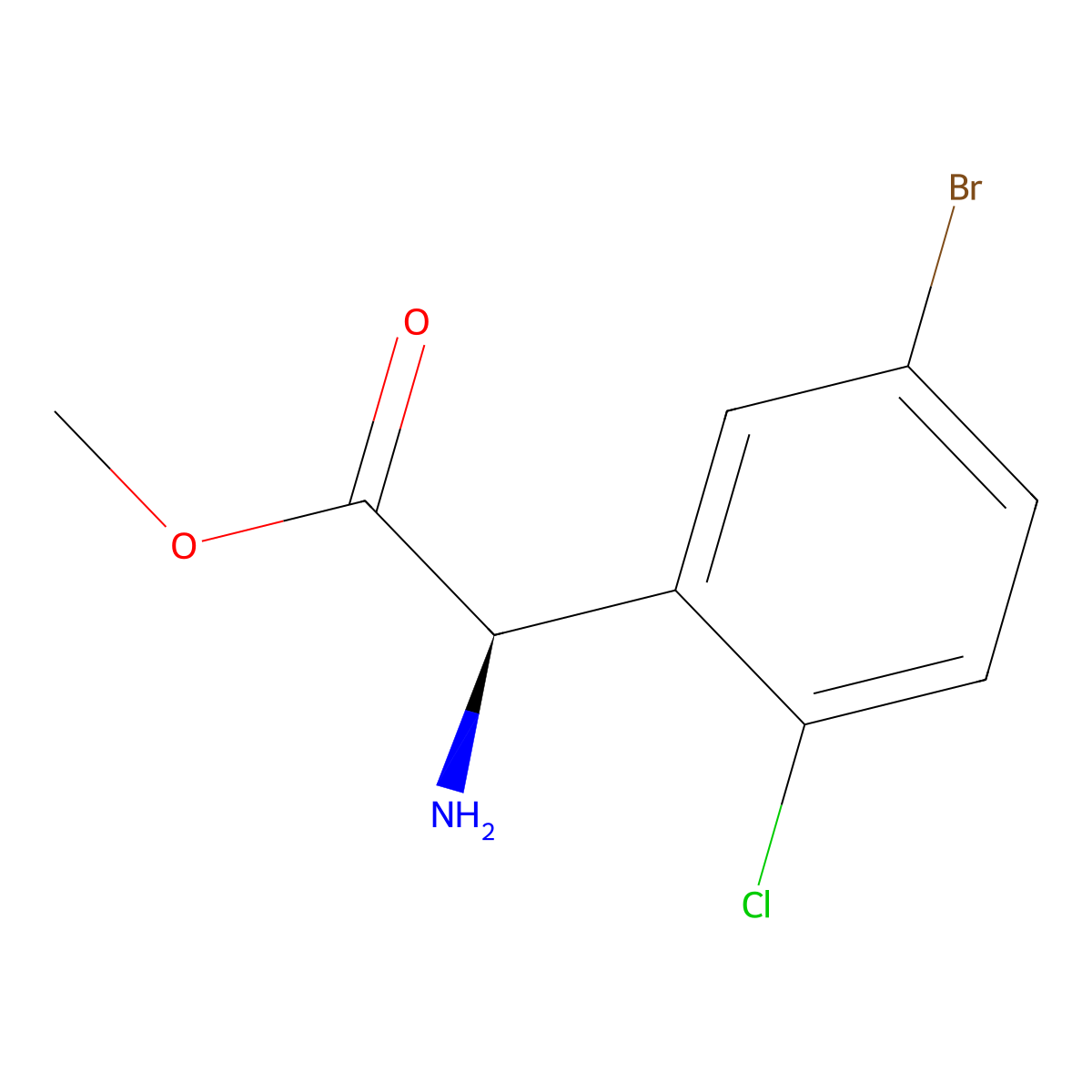 Methyl (r)-2-amino-2-(5-bromo-2-chlorophenyl)acetate hydrochloride molecular structure, CAS 1703975-01-2