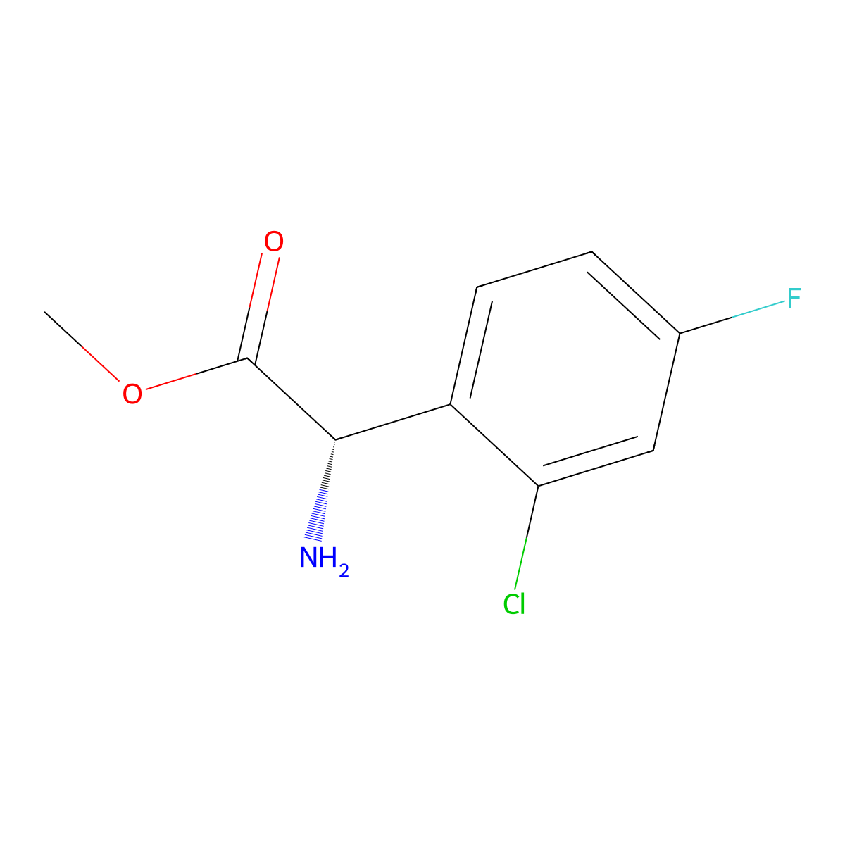 Methyl (S)-2-amino-2-(2-chloro-4-fluorophenyl)acetate molecular structure, CAS 1703984-96-6