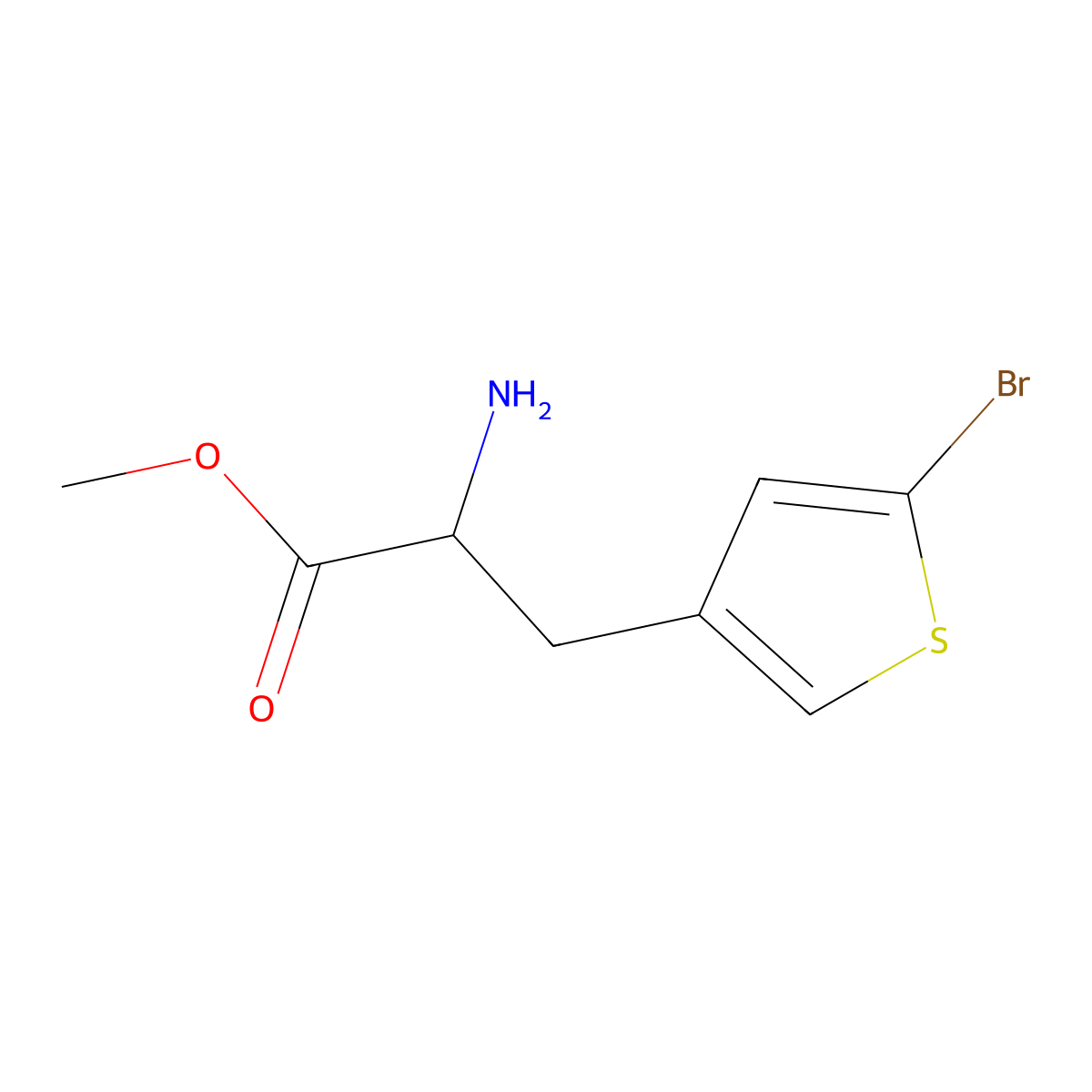 methyl (2R)-2-amino-3-(5-bromothiophen-3-yl)propanoate molecular structure, CAS 1703999-79-4