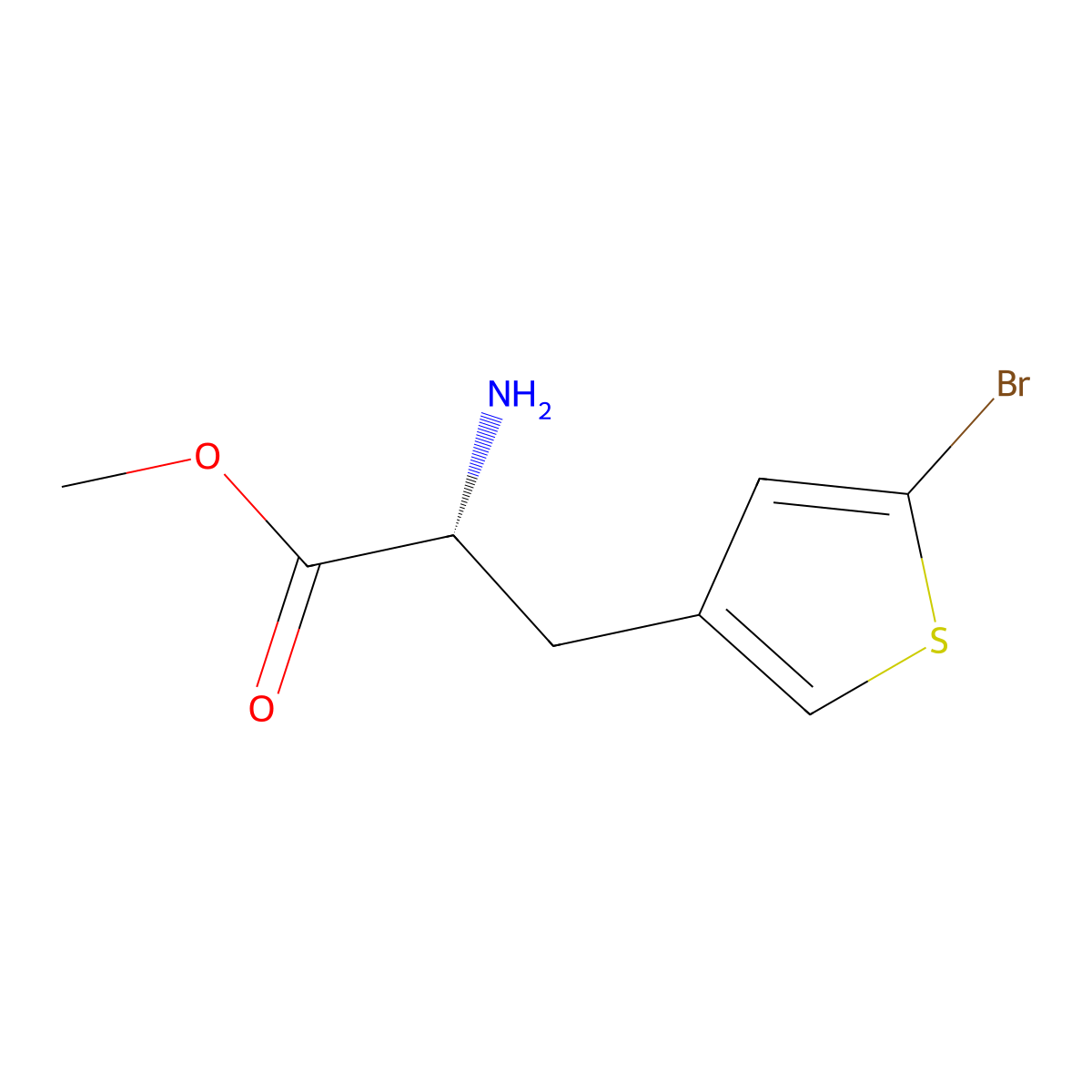 methyl (2R)-2-amino-3-(5-bromothiophen-3-yl)propanoate molecular structure, CAS 1703999-79-4