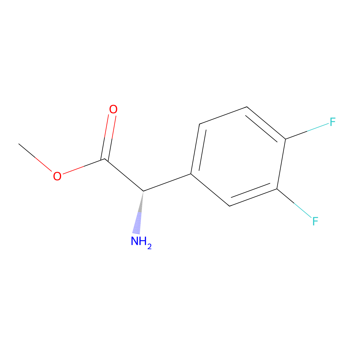 Methyl (S)-2-amino-2-(3,4-difluorophenyl)acetate molecular structure, CAS 1704003-19-9