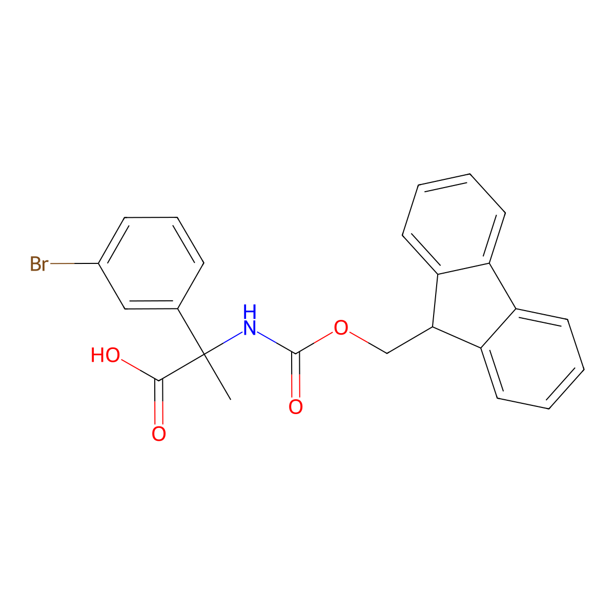 2-(3-bromophenyl)-2-({[(9H-fluoren-9-yl)methoxy]carbonyl}amino)propanoic acid molecular structure, CAS 1704006-20-1