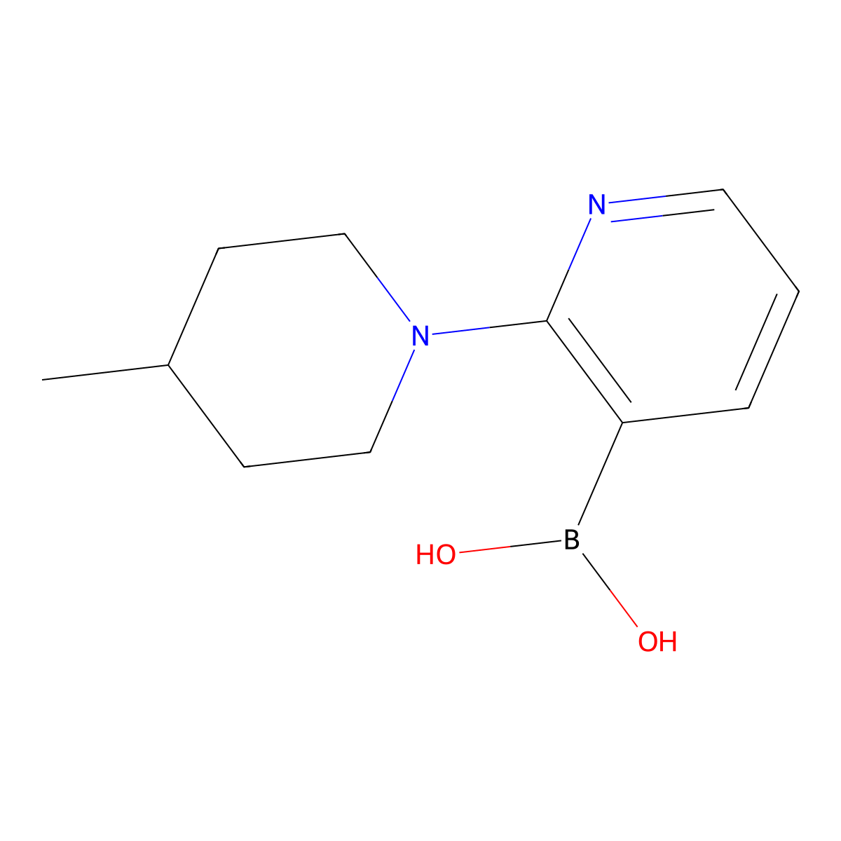(2-(4-Methylpiperidin-1-yl)pyridin-3-yl)boronic acid molecular structure, CAS 1704063-44-4