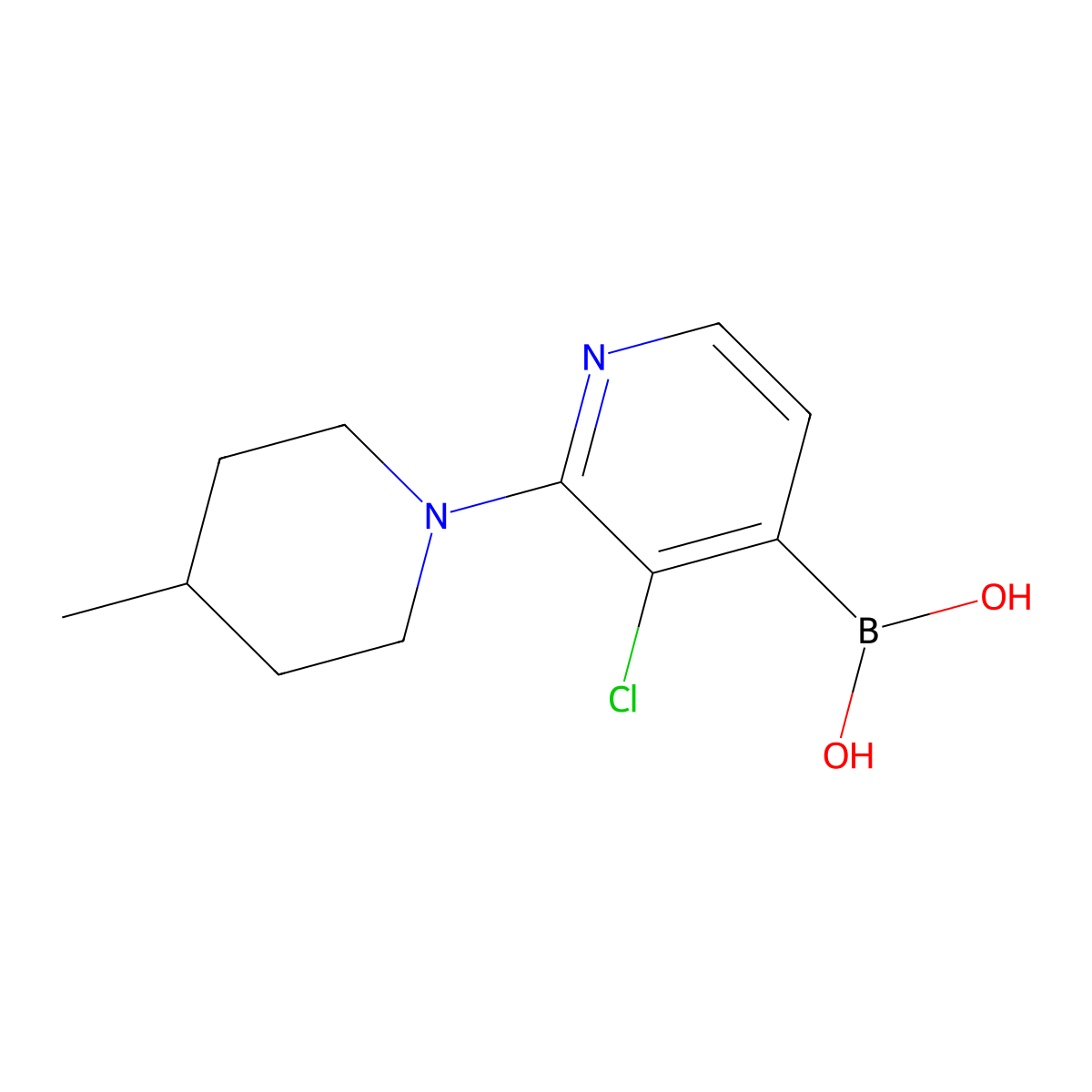 (3-Chloro-2-(4-methylpiperidin-1-yl)pyridin-4-yl)boronic acid molecular structure, CAS 1704063-47-7
