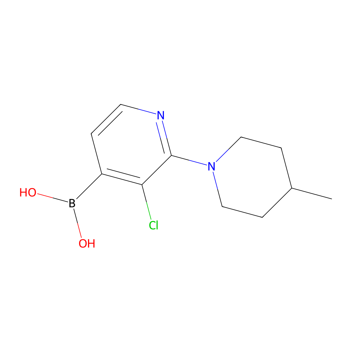(3-Chloro-2-(4-methylpiperidin-1-yl)pyridin-4-yl)boronic acid molecular structure, CAS 1704063-47-7