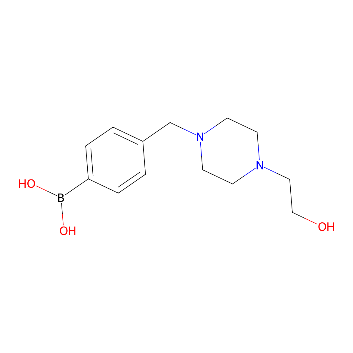 4-((4-(2-Hydroxyethyl)piperazin-1-yl)methyl)phenylboronic acid molecular structure, CAS 1704063-49-9