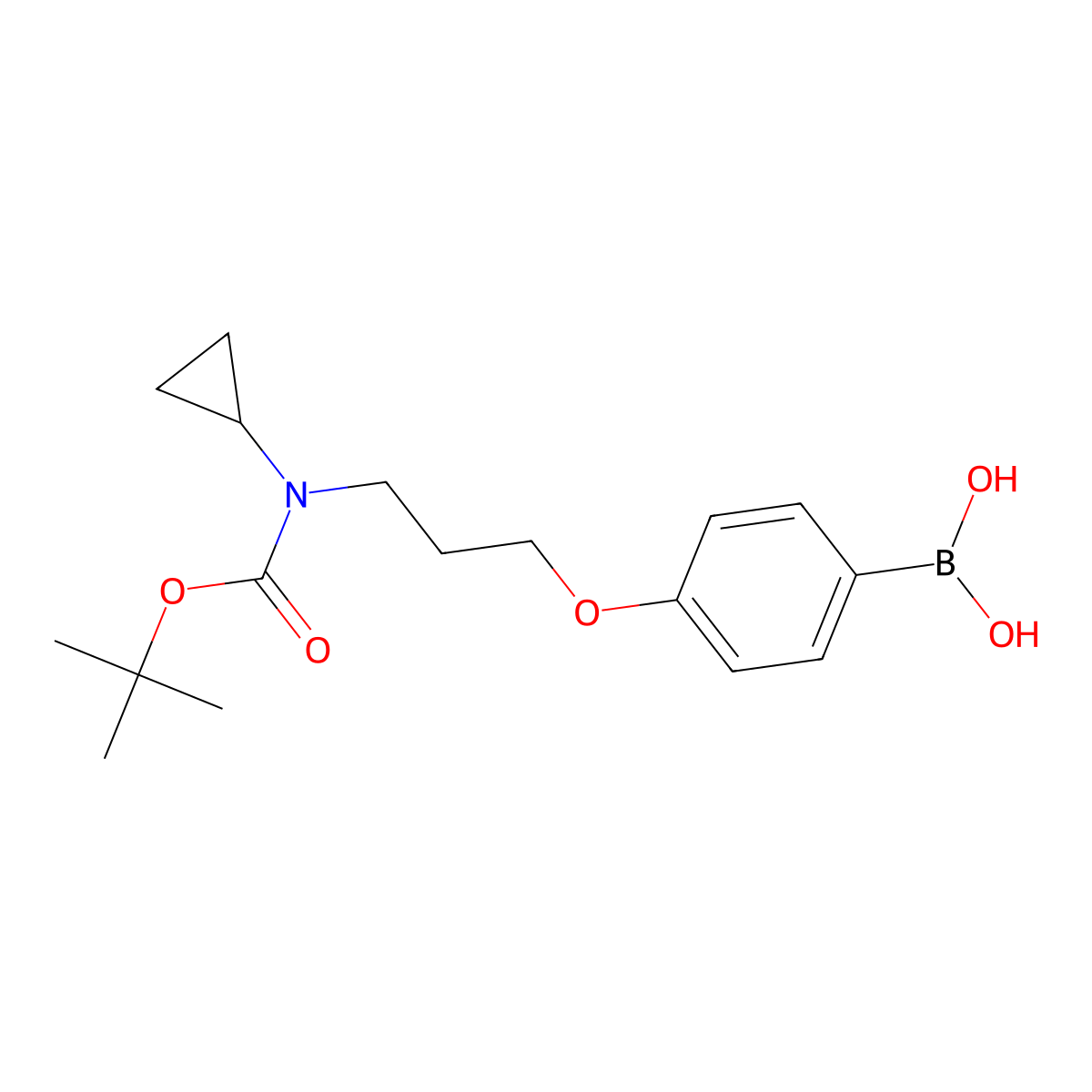 4-(3-(Tert-butoxycarbonyl(cyclopropyl)amino)propoxy)phenylboronic acid molecular structure, CAS 1704063-51-3